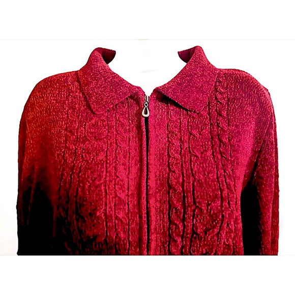 🪔ALFRED DUNNER🪔 FULL ZIP CUDDLY WARM VELOUR VELVETY CARDIGAN SWEATER EUC🎄 - Picture 9 of 12